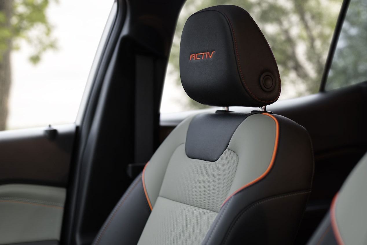Close-up view of the seats inside the 2027 Chevrolet Trax small SUV.