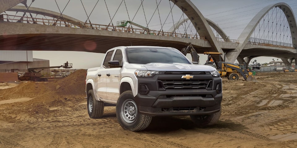 2023 Chevrolet Colorado Commercial on a work site.