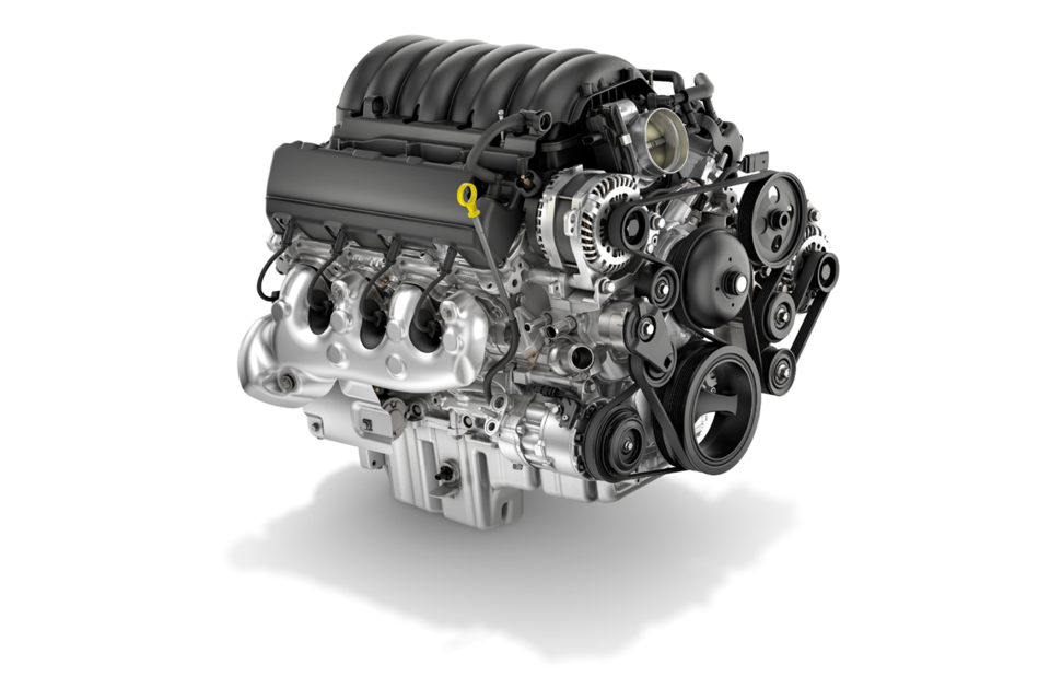Le moteur V8 à essence de 6,6 L du châssis-cabine Chevrolet Silverado 3500 2024.