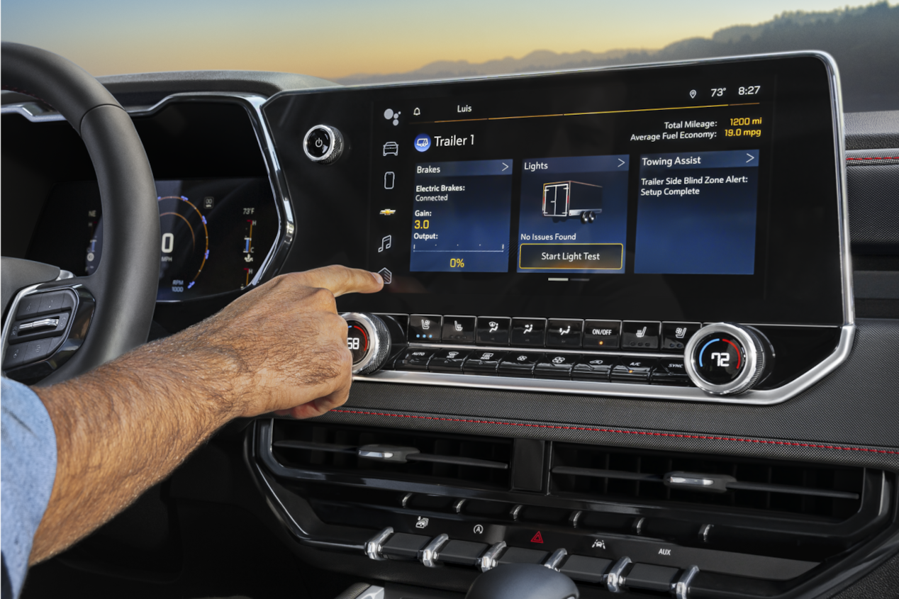 Close-up view of the infotainment system inside the 2026 Chevrolet Colorado Work Truck.