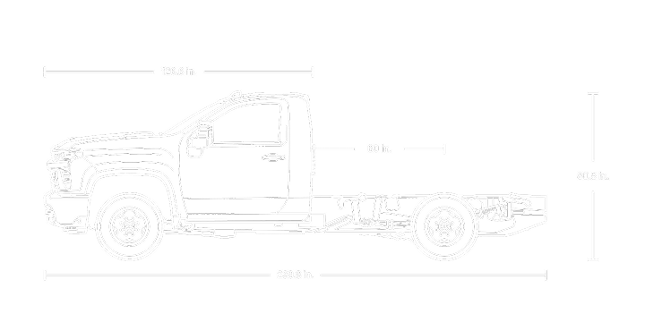 A Diagram of a 2026 Chevrolet Silverado 3500 HD Regular Cab Chassis Cab.