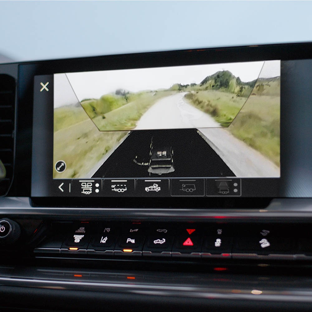 A camera view being displayed in the infotainment screen of the 2026 Chevrolet Silverado HD Work Truck.