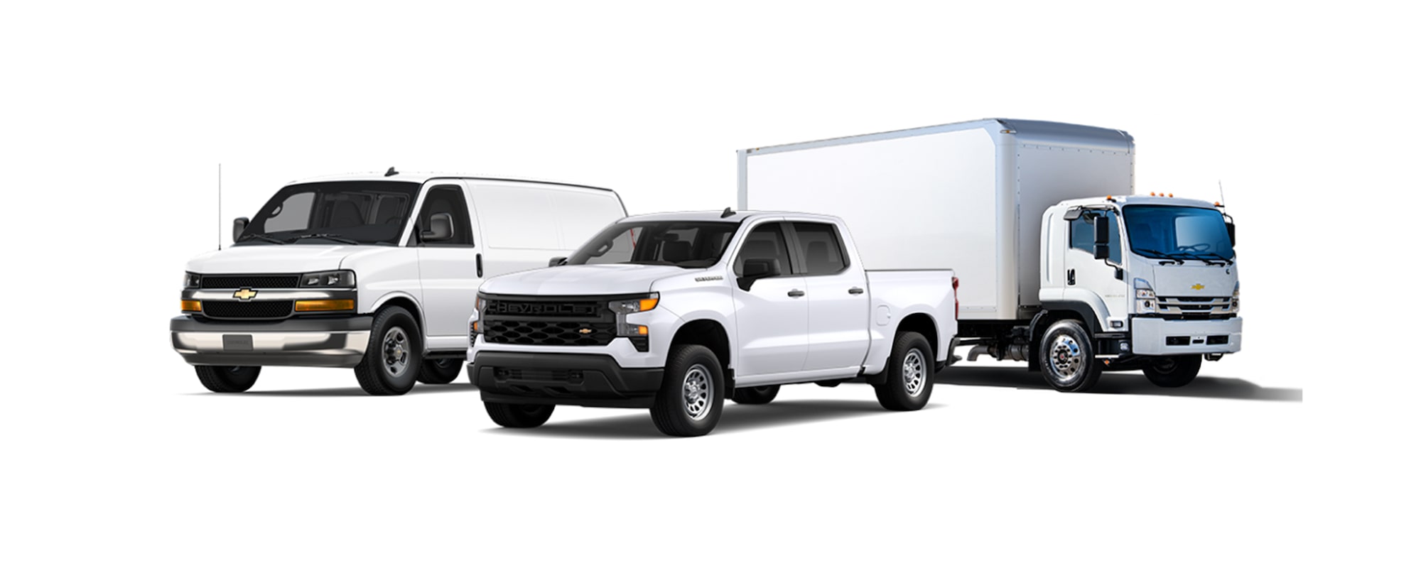 Une gamme de véhicules commerciaux Chevrolet.