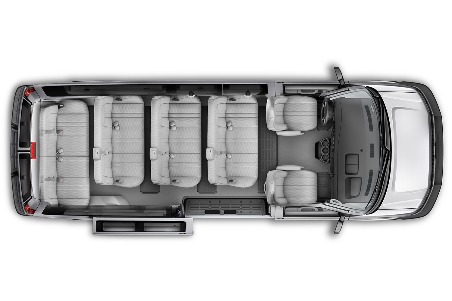 Configuration 15 passagers de la fourgonnette de tourisme Chevrolet Express 2026 commerciale. 