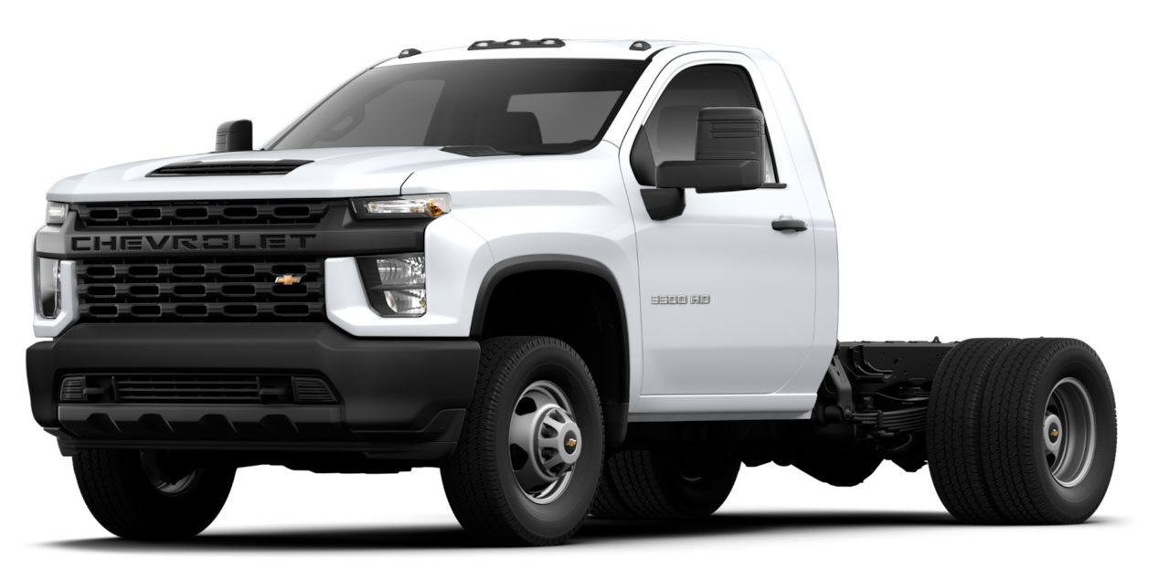 Front-side view of the Chevrolet Silverado 3500 HD Chassis Cab.