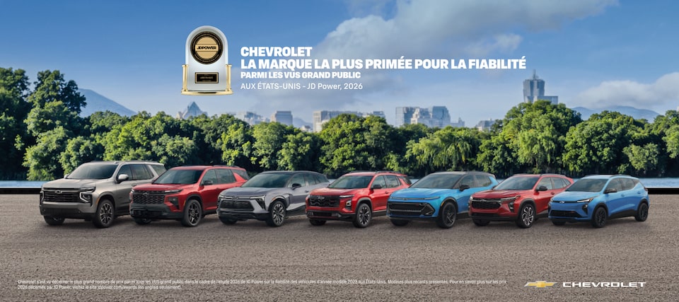 Une gamme de dix VUS Chevrolet avec une ville en arrière-plan.