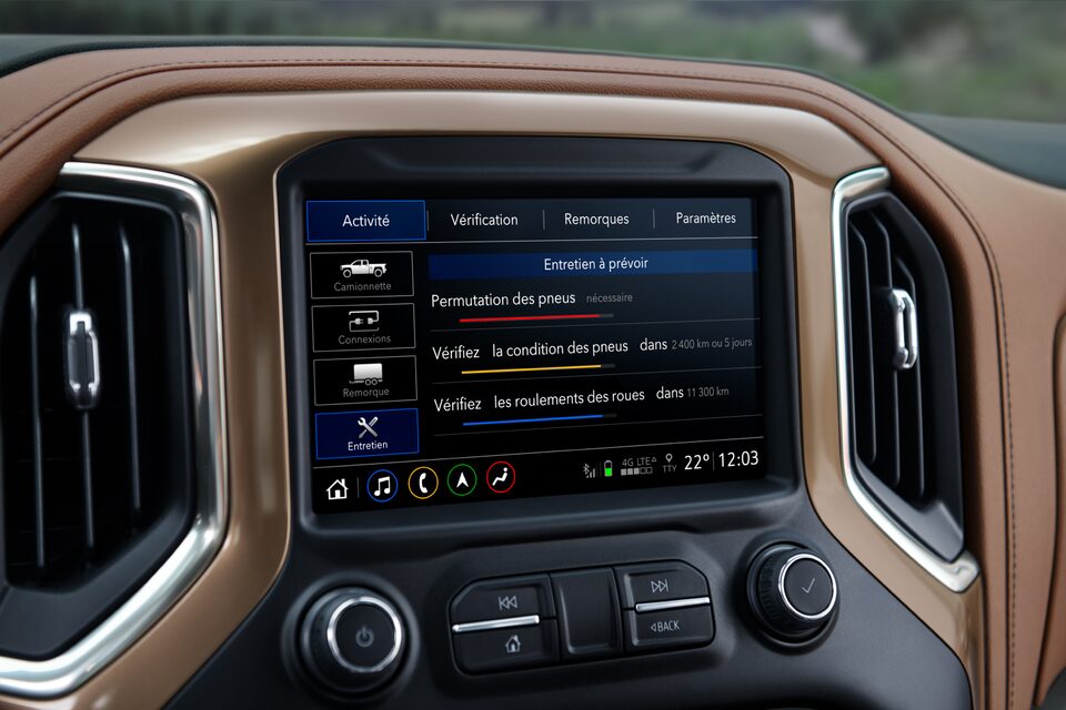 Écran de rappel de mode remorquage/transport du Silverado 2019.