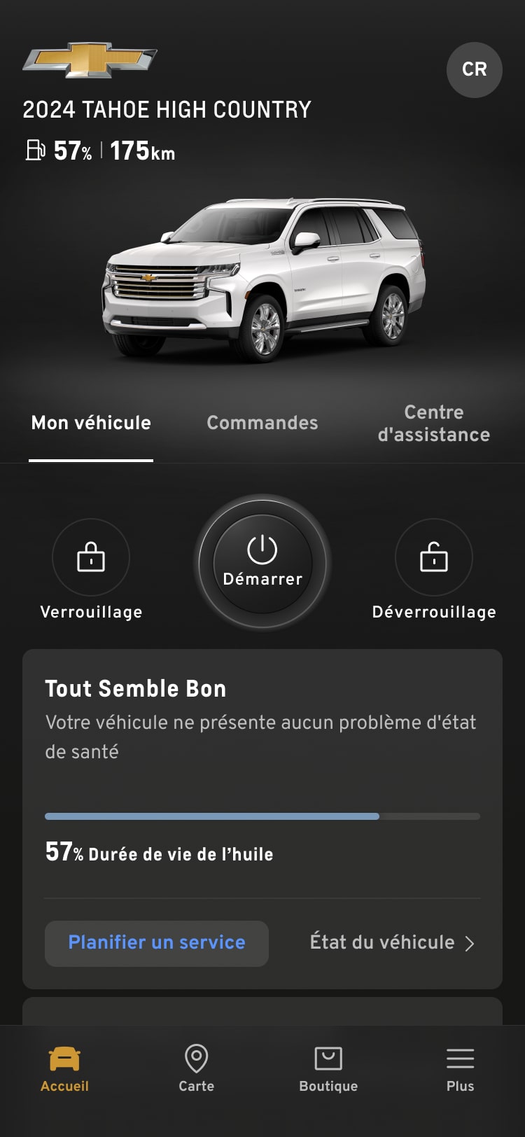 Appli mobile MyChevrolet pour les commandes à distance.