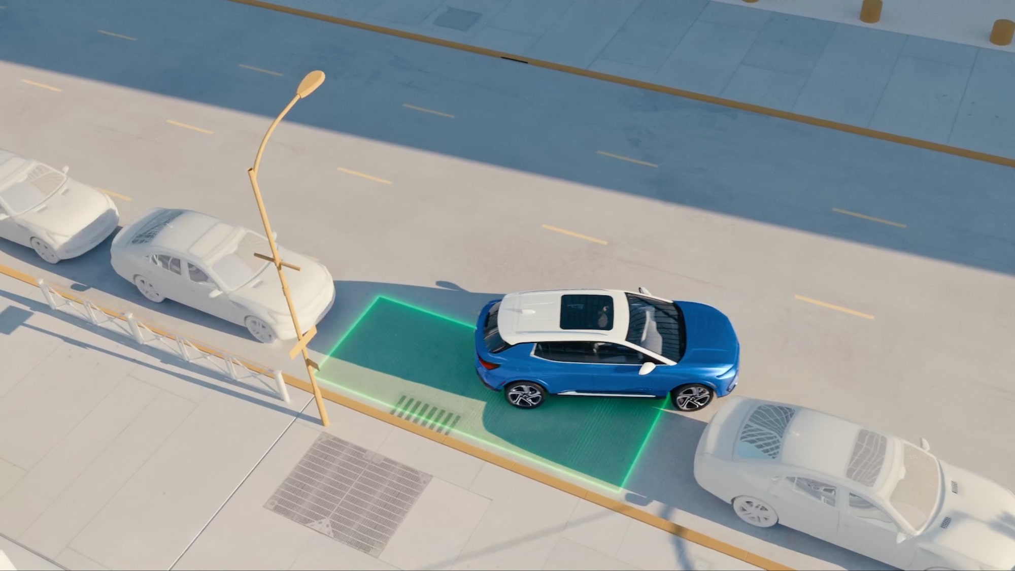 Illustration de l’aide au stationnement automatique améliorée du Chevrolet Equinox EV 2025.