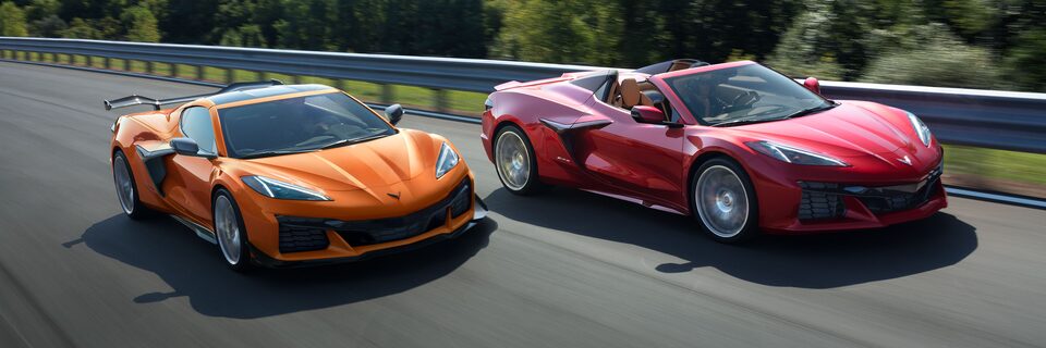 2023 Chevrolet Corvette Z06 Two Cars Driving Side by Side