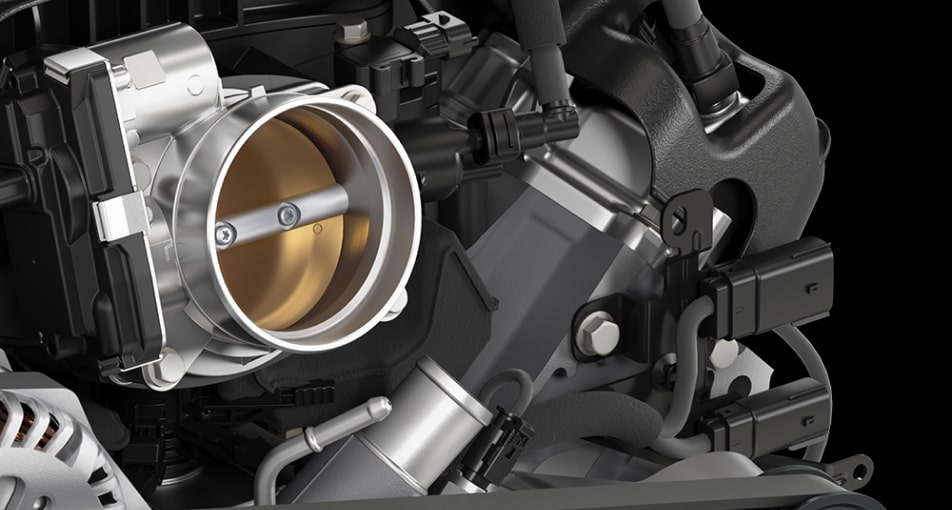 Close-up of the throttle of a 2025 Chevrolet Silverado LD Work Truck.