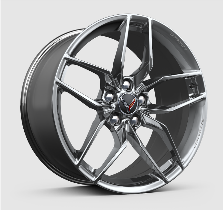 Roues de 20 po à l'avant/21 po à l'arrière en aluminium forgé poli à 10 rayons