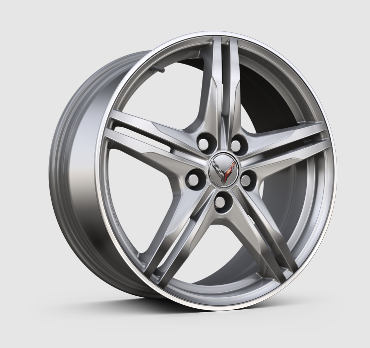 Aluminum wheels used on the 2025 Chevrolet Corvette Stingray.